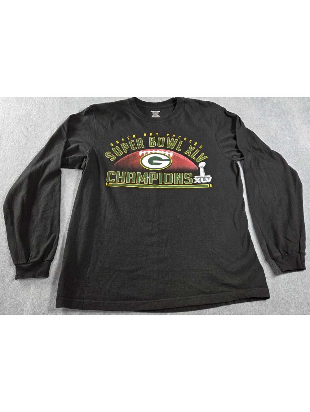 Reebok Green Bay Packers Super Bowl XLV Champions Shirt XL Long Sleeve NFL Tee